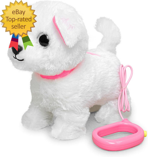 Walking white dog toy - white,